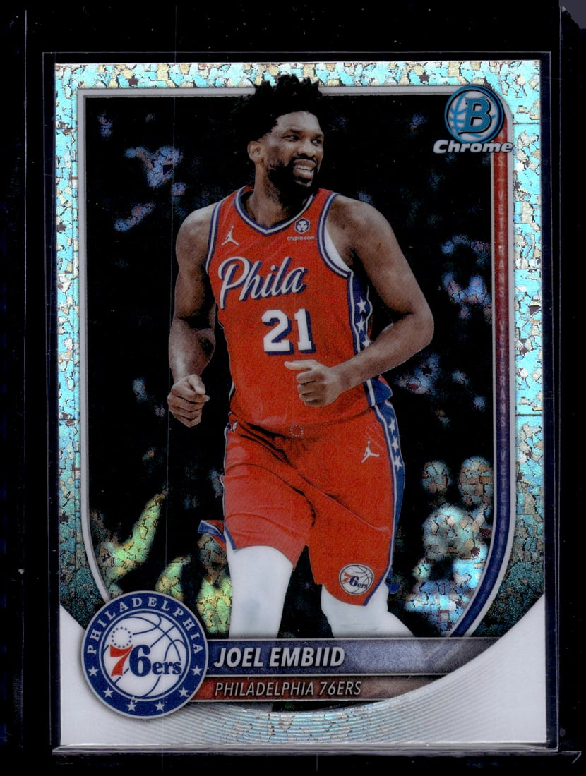 Joel Embiid Mini Diamond Refractor 2025-26 Bowman Chrome #BCV-67 Philadelphia 76ers: Bowman Chrome Basketball NBA Trading & Sports Cards, Sports Cards for Sale Near Me, Chrome, Refractor, SP, SSP, Valuable Auction Memorabilia Lots Sold On Line, NBA Championship & Hall of Fame Player C
