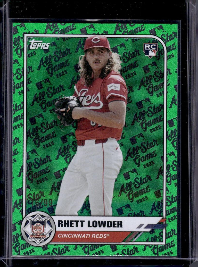 Rhett Lowder Rookie Card All Star Game Green Foil /99 2025 Topps #91 Cincinnati Reds: Topps Baseball MLB Trading & Sports Cards, Sports Cards for Sale Near Me, World Series & Hall of Fame Players Memorabilia, Refractors, X-Fractors, Numbered, SP, SSP, Valuable Auction Memorabilia Lots 