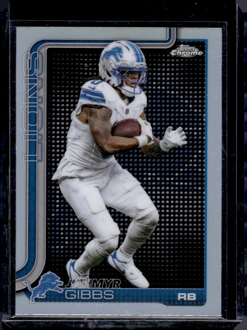 Jahmyr Gibbs Lightboard Logo SSP 2025 Topps Chrome #101 Detroit Lions: Topps Chrome Football NFL Trading Sports Cards, Sports Cards for Sale Near Me, Super Bowl & Hall of Fame Player Cards, Resurgence, Composite, SP, SSP, Valuable Auction Memorabilia Lots For Sale On Lin