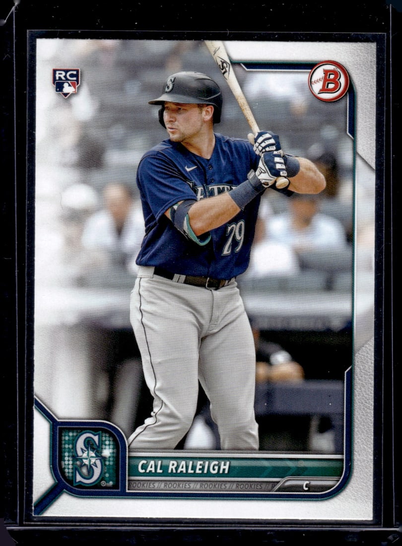 Cal Raleigh Rookie Card 2022 Bowman #49 Seattle Mariners: Bowman Baseball MLB Trading & Sports Cards, Sports Cards for Sale Near Me, World Series & Hall of Fame Players, SP, SSP, Chrome, 1st Bowman, Auction Memorabilia Lots Sold On Line
