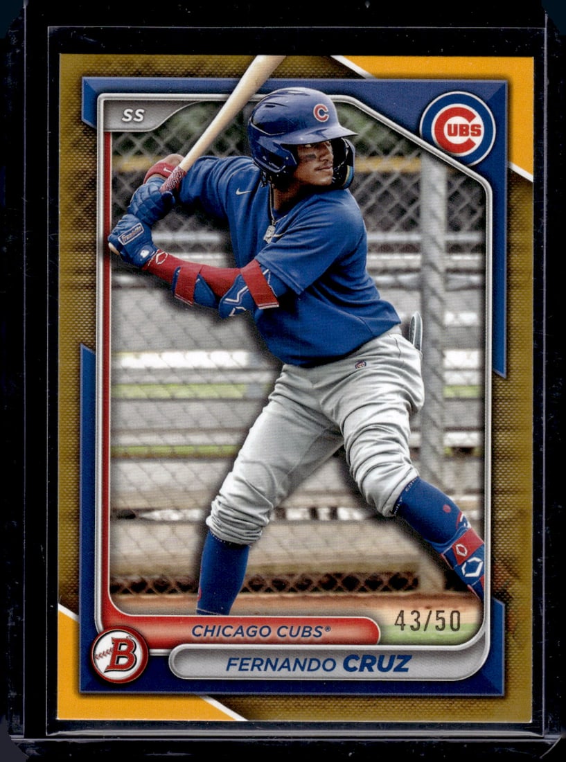 Fernando Cruz Prospects Gold /50 2024 Bowman Draft #BD-148 Chicago Cubs: Bowman Baseball MLB Trading & Sports Cards, Sports Cards for Sale Near Me, World Series & Hall of Fame Players, SP, SSP, Chrome, 1st Bowman, Auction Memorabilia Lots Sold On Line