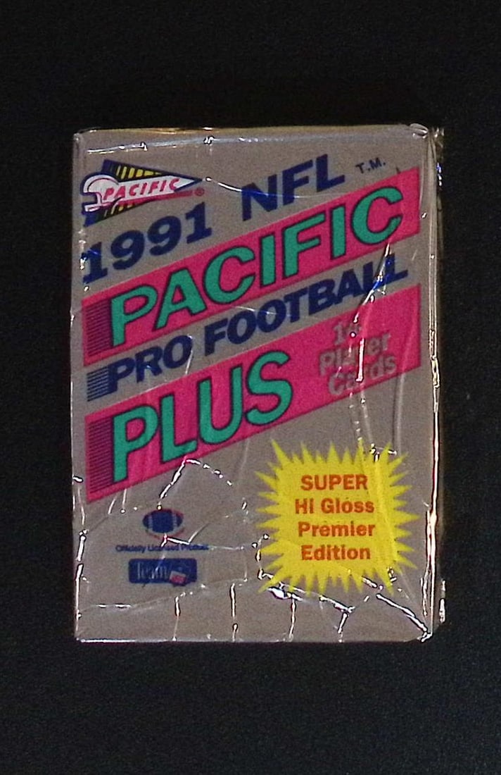 1991 Pacific Plus Premier Edition Football Retail Box Wax Pack - Super Hi Gloss!: Pacific Football NFL Trading & Sports Cards, Brett Favre Rookie Card, John Elway, Bo Jackson, Jerry Rice, Dan Marino, Deion Sanders, Old Sports Cards for Sale Near Me, Vintage Valuable Auction Commemo