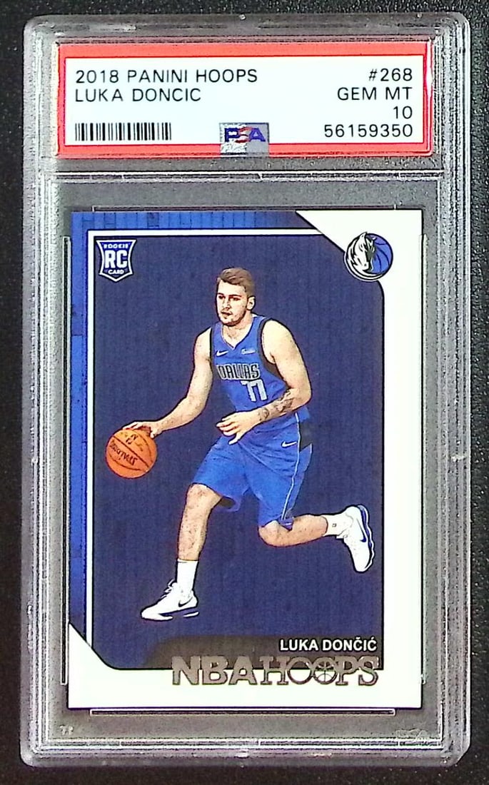 Luka Doncic Rookie Card 2018-19 NBA Hoops #268 PSA 10 Mavericks, Lakers: Panini Select, Prizm, Mosaic, Contenders, Revolution, Phoenix, NBA Hoops, Rookie NFL Sports Trading Cards, Silver, SP, SSP, Wave Prizms, Numbered Cards, Basketball sports Cards for Sale Near Me, NBA C