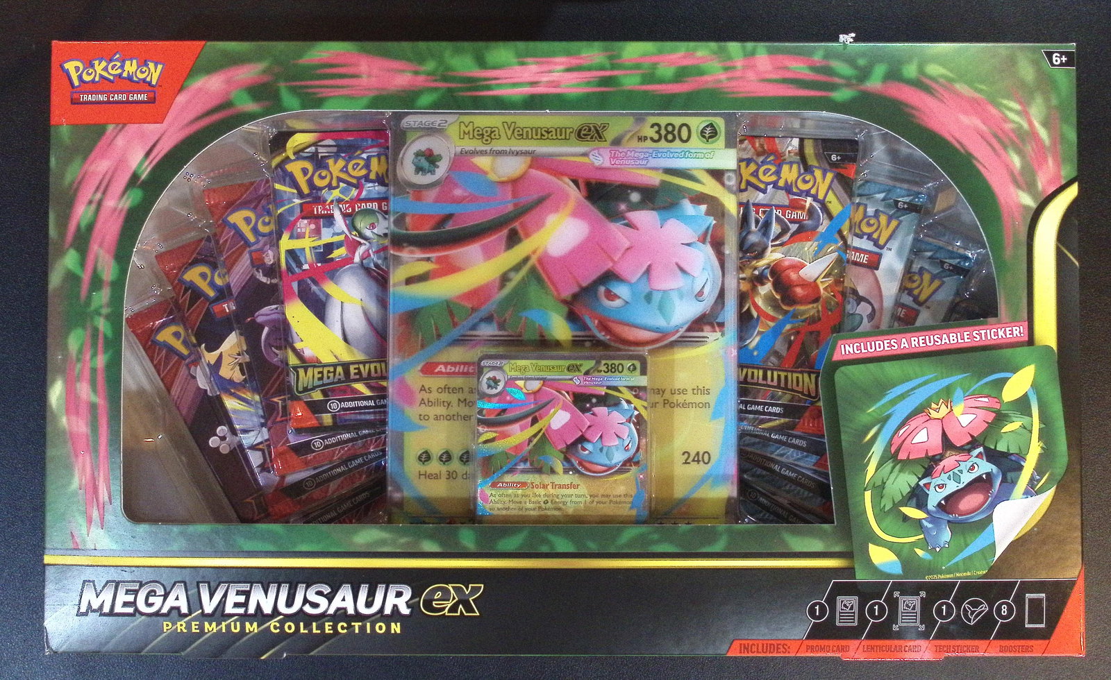 2025 Pokemon Mega Venusaur Premium Collection Box: 8 Booster Packs, Oversized, Foil Promo Card: Pokemon Trading Card Game Cards, Charizard, Pikachu, Mewto, EX, Referse Holo, Holo Rare Cards, Secret Rare Cards, Full Art Cards, Evee, 3 Stars Ultra Rare Cards, Double Rare, Illustration Rare, Specia