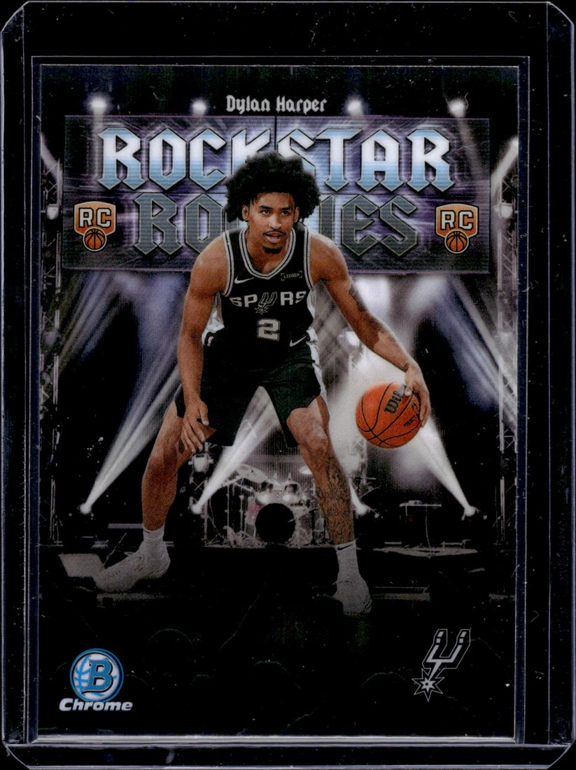 Dylan Harper Rockstar Rookies 2025-26 Bowman Chrome #RR-2 San Antonio Spurs: Bowman Chrome Basketball NBA Trading & Sports Cards, Sports Cards for Sale Near Me, Chrome, Refractor, SP, SSP, Valuable Auction Memorabilia Lots Sold On Line, NBA Championship & Hall of Fame Player C