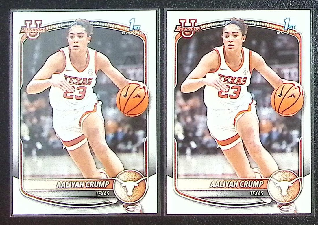 Lot of 2 Aaliyah Crump 1st Bowmans 2025-26 Bowman U #BPP-33 Texas Longhorns: Bowman Basketball NBA Trading & Sports Cards, Sports Cards for Sale Near Me, Chrome, Refractor, SP, SSP, Valuable Auction Memorabilia Lots Sold On Line, NBA Championship & Hall of Fame Player Cards