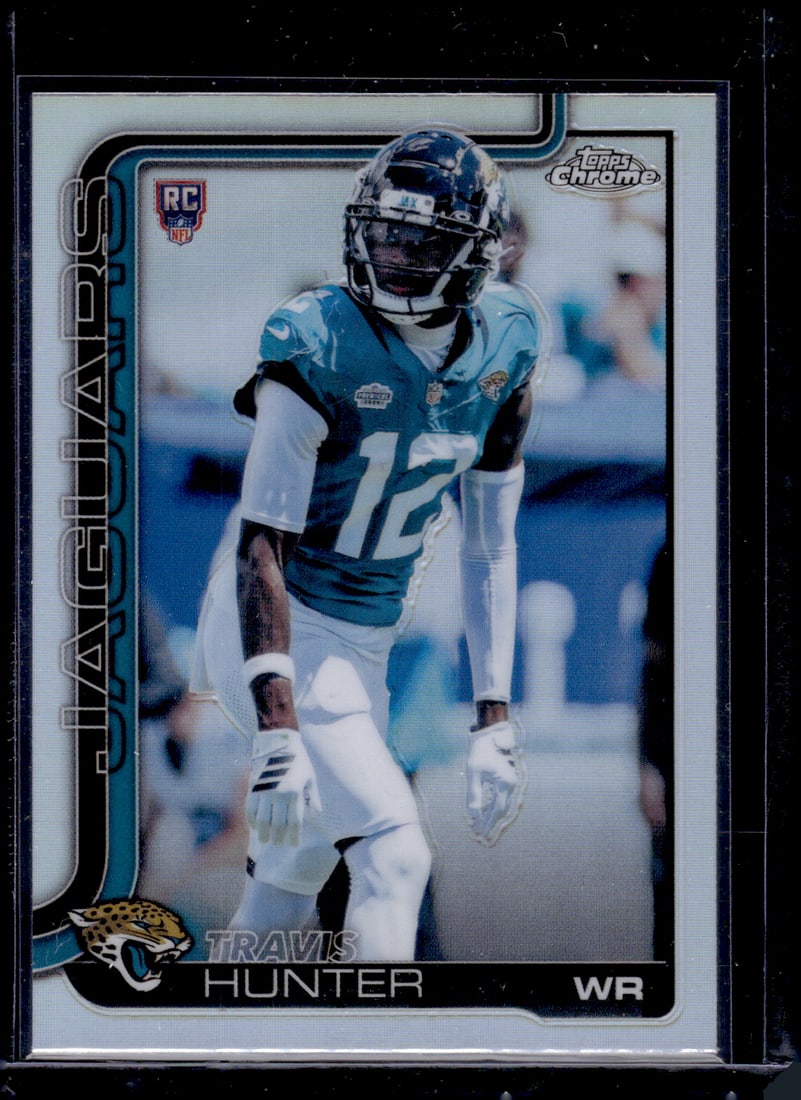 Travis Hunter Rookie Card Refractor 2025 Topps Chrome #332 Jacksonville Jaguars: Topps Chrome Football NFL Trading Sports Cards, Sports Cards for Sale Near Me, Super Bowl & Hall of Fame Player Cards, Resurgence, Composite, SP, SSP, Valuable Auction Memorabilia Lots For Sale On Lin