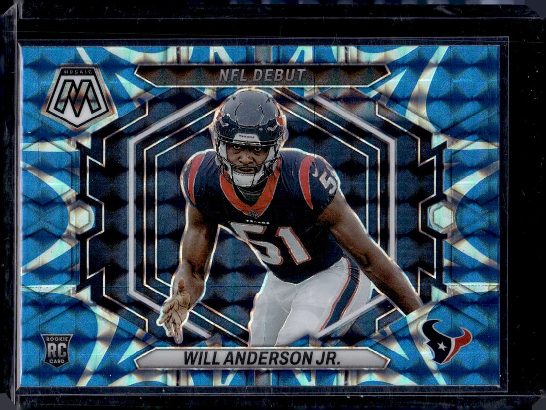 Will Anderson Jr. Rookie Card Blue Reactive Prizm 2023 Mosaic #ND-19 Houston Texans: Panini Select, Prizm, Mosaic, Contenders, Zenith, Phoenix, Illusions, Absolute, Rookie NFL Sports Trading Cards, SP, SSP, Cards, Football Cards for Sale Near Me, Superbowl & Hall of Fame Player Cards,