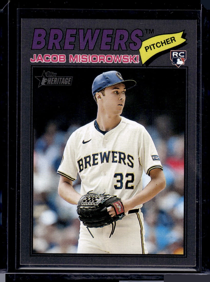 Jacob Misiorowski Rookie Card Dark Gray Border 2026 Topps Heritage #144 Brewers: Topps Baseball MLB Trading & Sports Cards, Sports Cards for Sale Near Me, World Series & Hall of Fame Players Memorabilia, Refractors, X-Fractors, Numbered, SP, SSP, Valuable Auction Memorabilia Lots