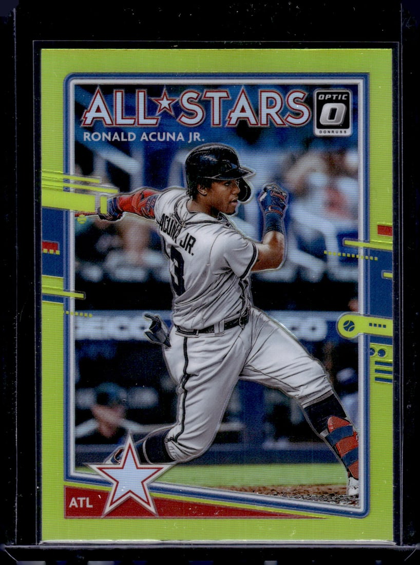 Ronald Acuna Jr. All Stars Lime Green Prizm 2020 Donruss Optic #199 Atlanta Braves: Panini Baseball MLB Trading & Sports Cards, Sports Cards for Sale Near Me, Prizm, Mosaic, Select, SP, SSP, Auction Memorabilia Lots for Sale On Line, World Series & Hall of Fame Players