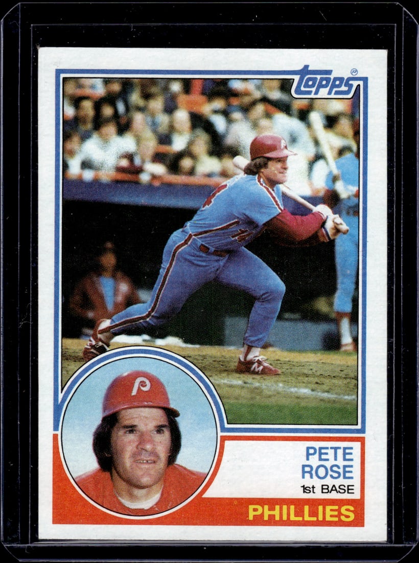 Pete Rose 1983 Topps #100 Philadelphia Phillies: Topps Baseball MLB Trading & Sports Cards, Sports Cards for Sale Near Me, World Series & Hall of Fame Players Memorabilia, Refractors, X-Fractors, Numbered, SP, SSP, Valuable Auction Memorabilia Lots 
