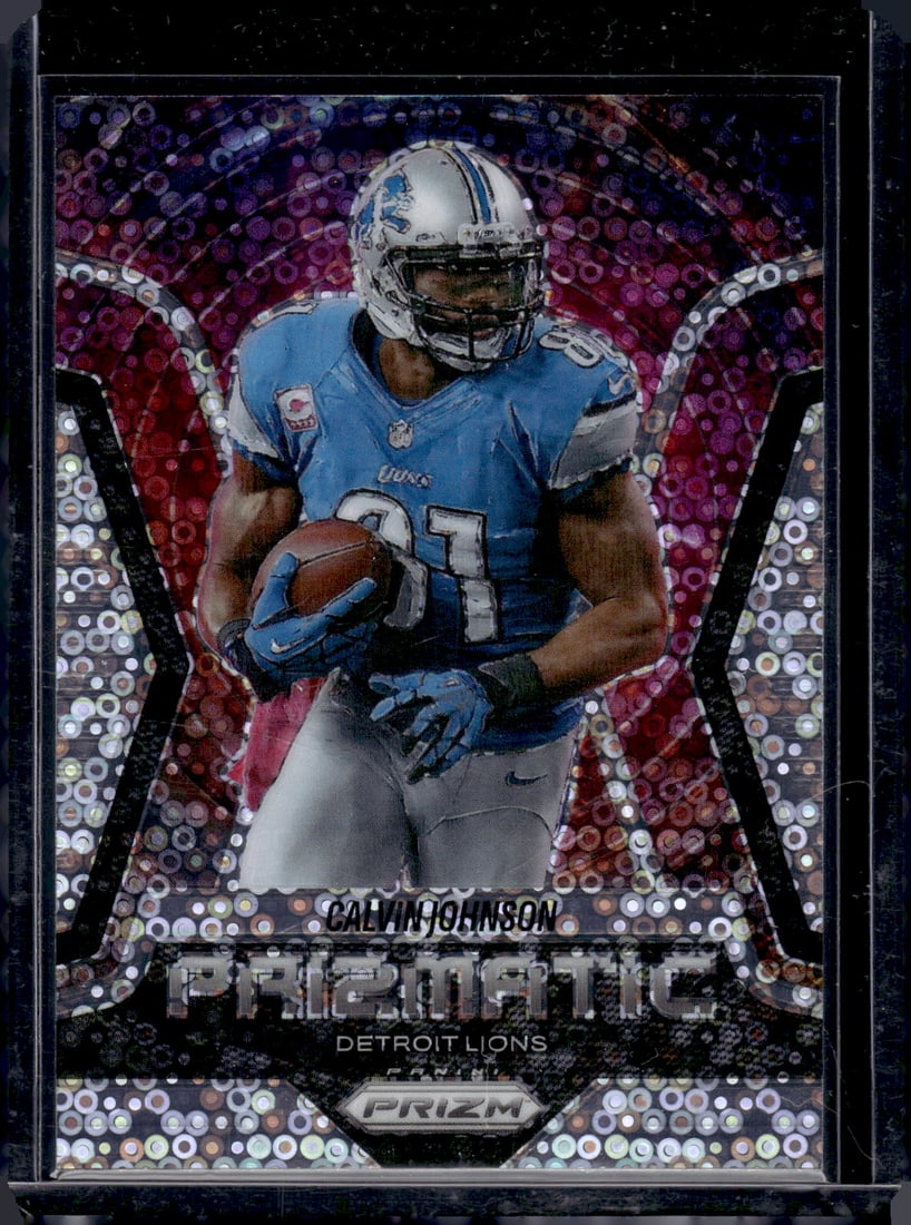 Calvin Johnson Prizmatic No Huddle Prizm 2025 Panini Prizm #17 Detroit Lions: Panini Select, Prizm, Mosaic, Contenders, Zenith, Phoenix, Illusions, Absolute, Rookie NFL Sports Trading Cards, SP, SSP, Cards, Football Cards for Sale Near Me, Superbowl & Hall of Fame Player Cards,