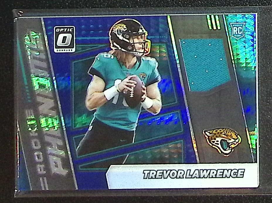Trevor Lawrence Rookie Blue Hyper Patch 2021 Donruss Optic #RPH-1 Jaguars: Panini Select, Prizm, Mosaic, Contenders, Zenith, Phoenix, Illusions, Absolute, Rookie NFL Sports Trading Cards, SP, SSP, Cards, Football Cards for Sale Near Me, Superbowl & Hall of Fame Player Cards,