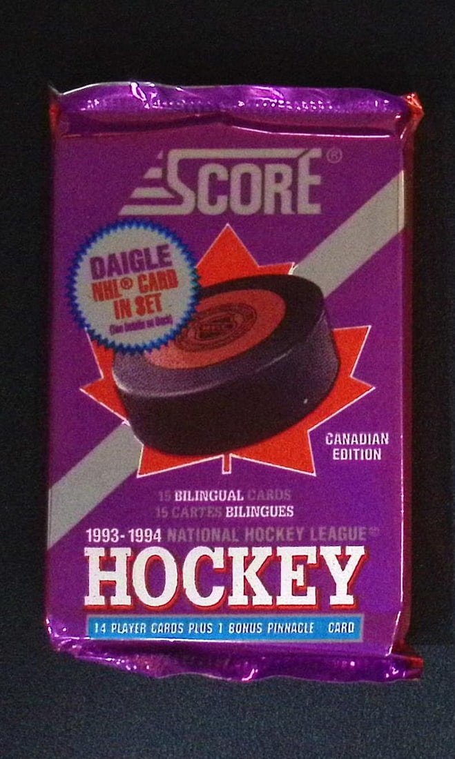 1993-94 Score Bilingual Canadian Edition Hockey Retail Box Pack: Score Vintage Hockey NHL Trading & Sports Cards, Brett Hull, Ray Bourque, Patrick Roy, Mario Lemieux, Wayne Gretzky, Old Sports Cards for Sale Near Me, Stanley Cup & Hall of Fame Players, Valuable Auc