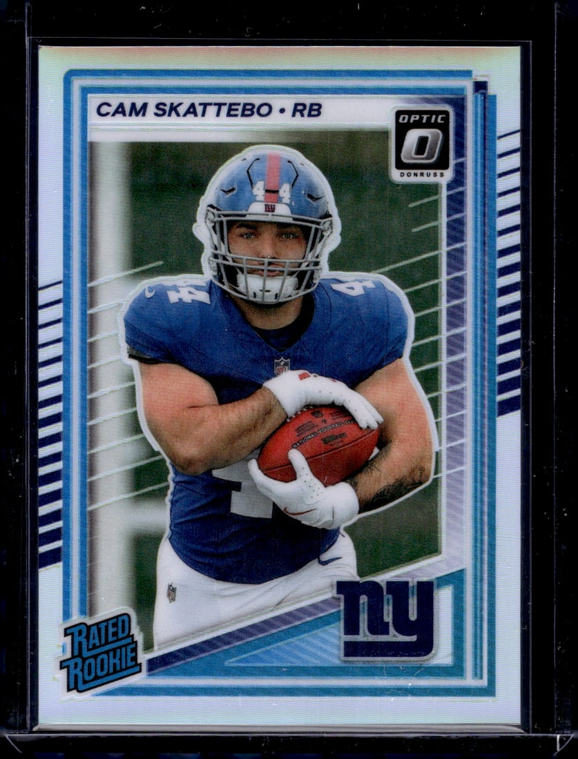 Cam Skattebo Rookie Card Holo Prizm 2025 Donruss Optic #228 New York Giants: Panini Select, Prizm, Mosaic, Contenders, Zenith, Phoenix, Illusions, Absolute, Rookie NFL Sports Trading Cards, SP, SSP, Cards, Football Cards for Sale Near Me, Superbowl & Hall of Fame Player Cards,