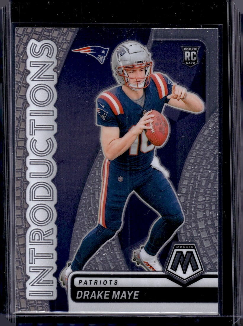 Drake Maye Rookie Card Introductions 2024 Mosaic #1 New England Patriots: Panini Select, Prizm, Mosaic, Contenders, Zenith, Phoenix, Illusions, Absolute, Rookie NFL Sports Trading Cards, SP, SSP, Cards, Football Cards for Sale Near Me, Superbowl & Hall of Fame Player Cards,