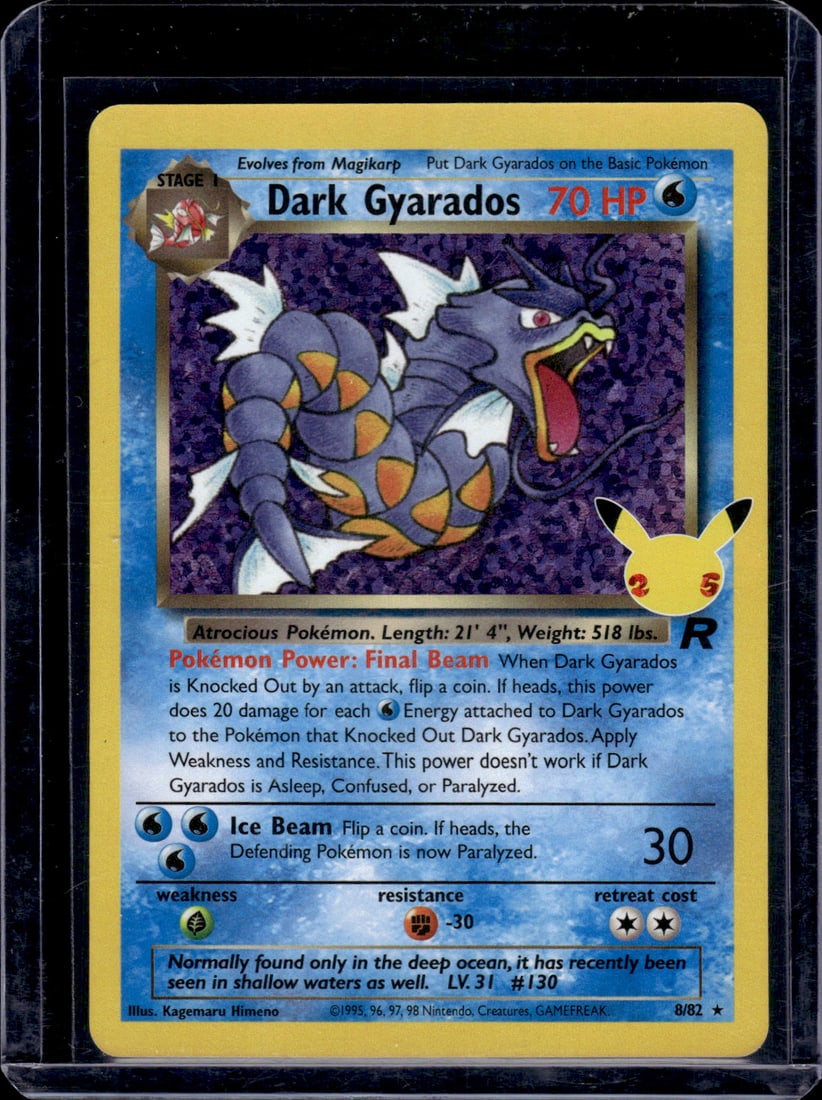 2021 Pokemon Celebrations Dark Gyarados Holo Rare #8: Pokemon Trading Card Game Cards, Charizard, Pikachu, Mewtwo, Reverse Holo, Holo Rare, Secret Rare Cards, Full Art Cards, Eevee, Ultra Rare Card, Illustration Rare, Special Illustration Rare SIR