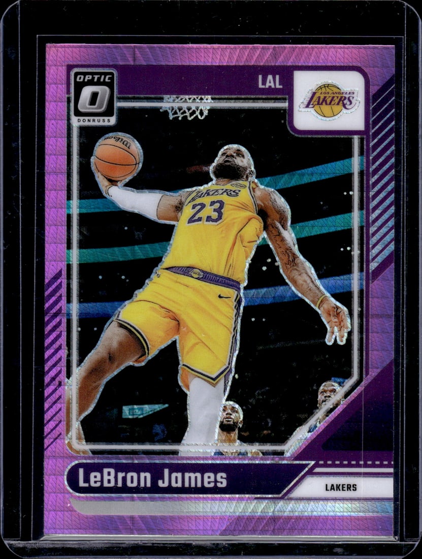 LeBron James Pink Hyper Prizm 2024-25 Donruss Optic #148 Los Angeles Lakers (1 of 2)