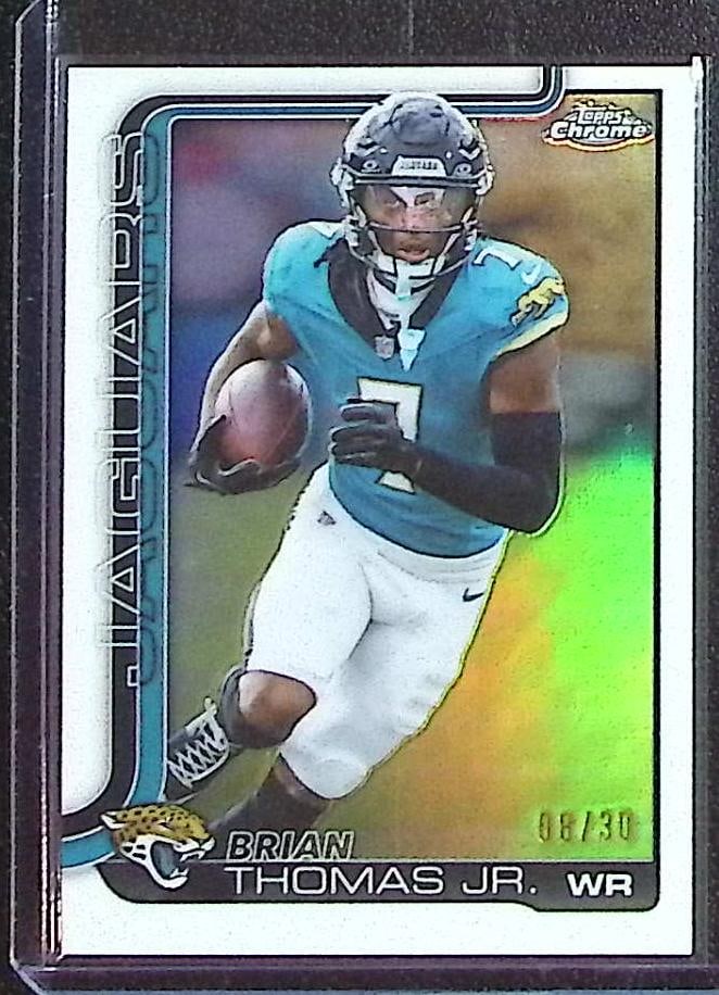 Brian Thomas Jr. White Refractor /30 2025 Topps Chrome #135 Jacksonville Jaguars: Topps Chrome Football NFL Trading Sports Cards, Sports Cards for Sale Near Me, Super Bowl & Hall of Fame Player Cards, Resurgence, Composite, SP, SSP, Valuable Auction Memorabilia Lots For Sale On Lin