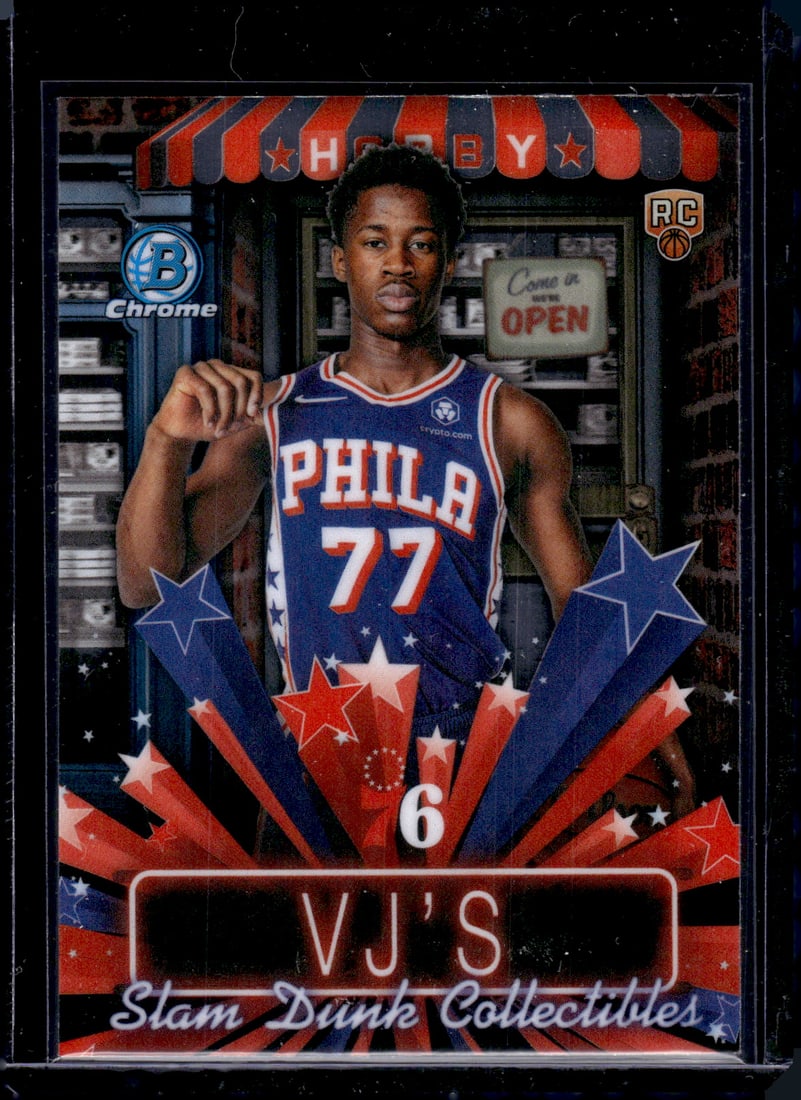 Vj Edgecombe Rookie Card Hobby Stars 2025-26 Bowman Chrome #HS-8 76ers: Bowman Chrome Basketball NBA Trading & Sports Cards, Sports Cards for Sale Near Me, Chrome, Refractor, SP, SSP, Valuable Auction Memorabilia Lots Sold On Line, NBA Championship & Hall of Fame Player C