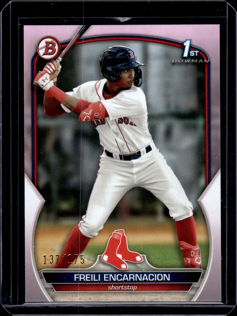 Freili Encarnacion 1st Bowman Pink /175 2023 Bowman #BP-117 Boston Red Sox: Bowman Baseball MLB Trading & Sports Cards, Sports Cards for Sale Near Me, World Series & Hall of Fame Players, SP, SSP, Chrome, 1st Bowman, Auction Memorabilia Lots Sold On Line