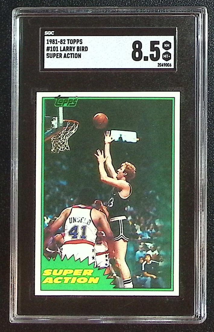 Larry Bird Super Action 1981-82 Topps #101 SGC 8.5 Boston Celtics: Topps Basketball NBA Trading & Sports Cards, Sports Cards for Sale Near Me, Chrome, Refractor, SP, SSP, Valuable Auction Memorabilia Lots Sold On Line, NBA Championship & Hall of Fame Player Cards
