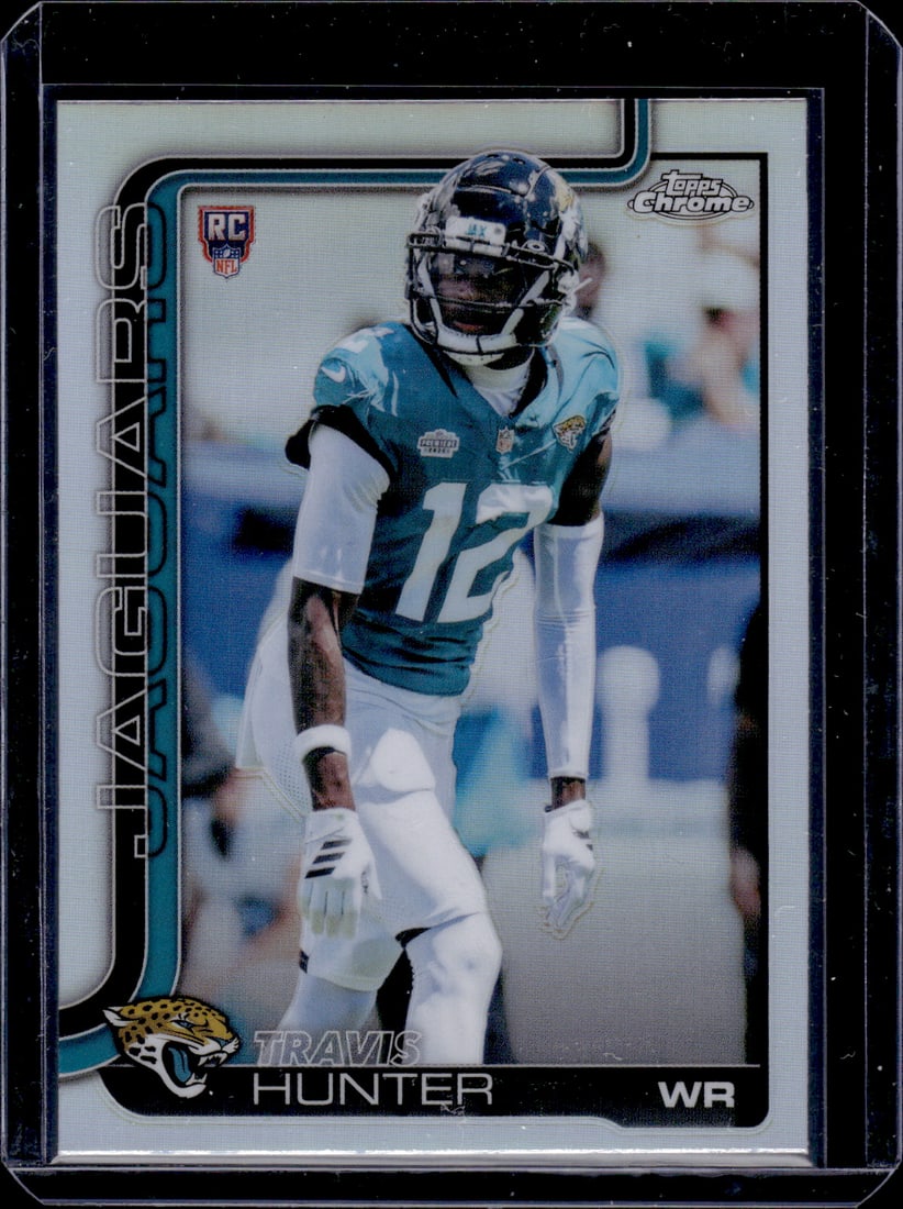 Travis Hunter Rookie Card Refractor 2025 Topps Chrome #332 Jaguars: Topps Chrome Football NFL Trading Sports Cards, Sports Cards for Sale Near Me, Super Bowl & Hall of Fame Player Cards, Resurgence, Composite, SP, SSP, Valuable Auction Memorabilia Lots For Sale On Lin