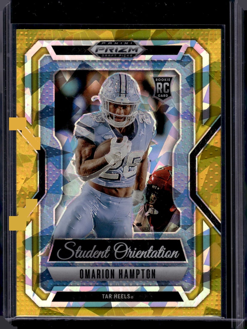 Omarion Hampton Rookie Card Gold Ice 2025 Prizm Draft Picks #13 UNC Tarheels: Panini Select, Prizm, Mosaic, Contenders, Zenith, Phoenix, Illusions, Absolute, Rookie NFL Sports Trading Cards, SP, SSP, Cards, Football Cards for Sale Near Me, Superbowl & Hall of Fame Player Cards,