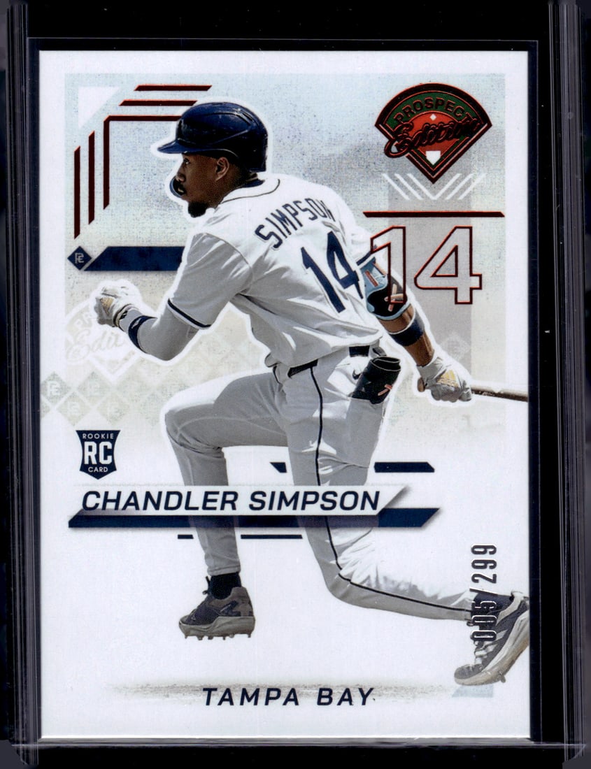 Chandler Simpson Rookie Card Red /299 2025 Panini Prospect Edition #29 Rays: Panini Baseball MLB Trading & Sports Cards, Sports Cards for Sale Near Me, Prizm, Mosaic, Select, SP, SSP, Auction Memorabilia Lots for Sale On Line, World Series & Hall of Fame Players