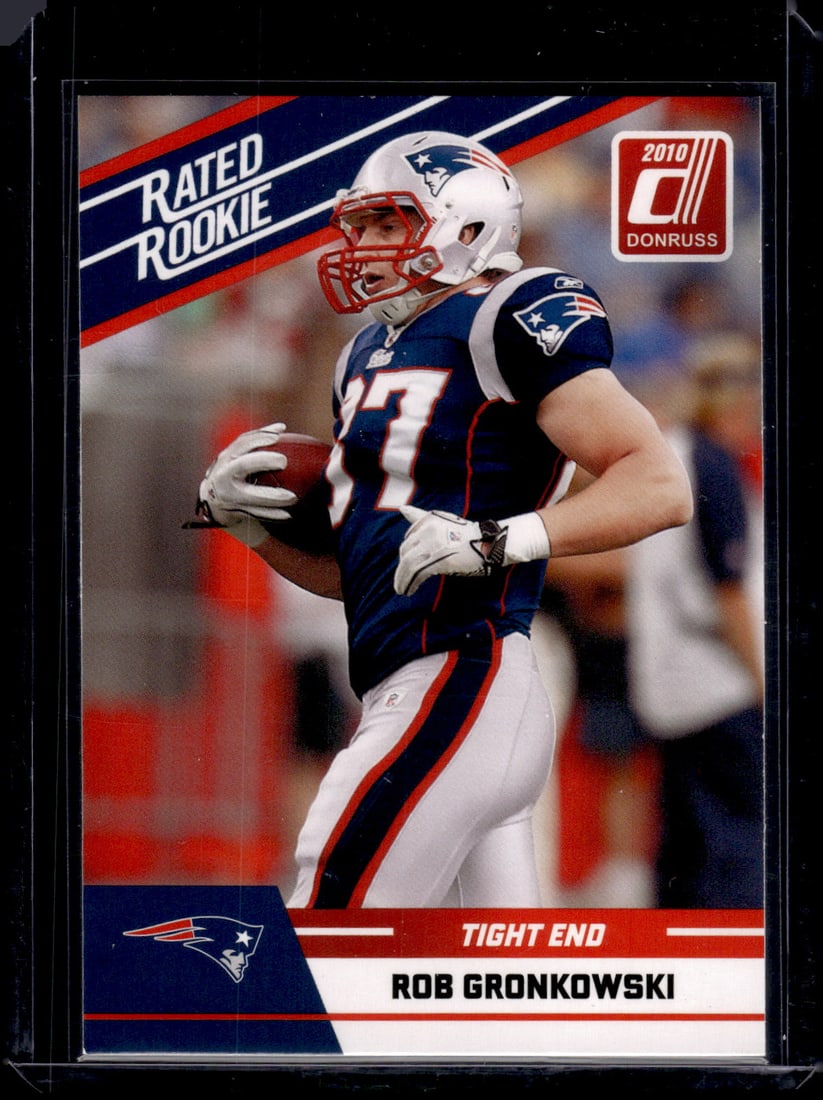 Rob Gronkowski Rookie Card 2010 Panini Donruss #84 New England Patriots: Panini Select, Prizm, Mosaic, Contenders, Zenith, Phoenix, Illusions, Absolute, Rookie NFL Sports Trading Cards, SP, SSP, Cards, Football Cards for Sale Near Me, Superbowl & Hall of Fame Player Cards,