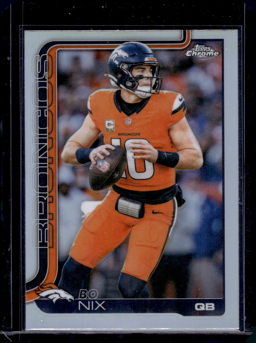 Bo Nix Refractor 2025 Topps Chrome #88 Denver Broncos: Topps Chrome Football NFL Trading Sports Cards, Sports Cards for Sale Near Me, Super Bowl & Hall of Fame Player Cards, Resurgence, Composite, SP, SSP, Valuable Auction Memorabilia Lots For Sale On Lin