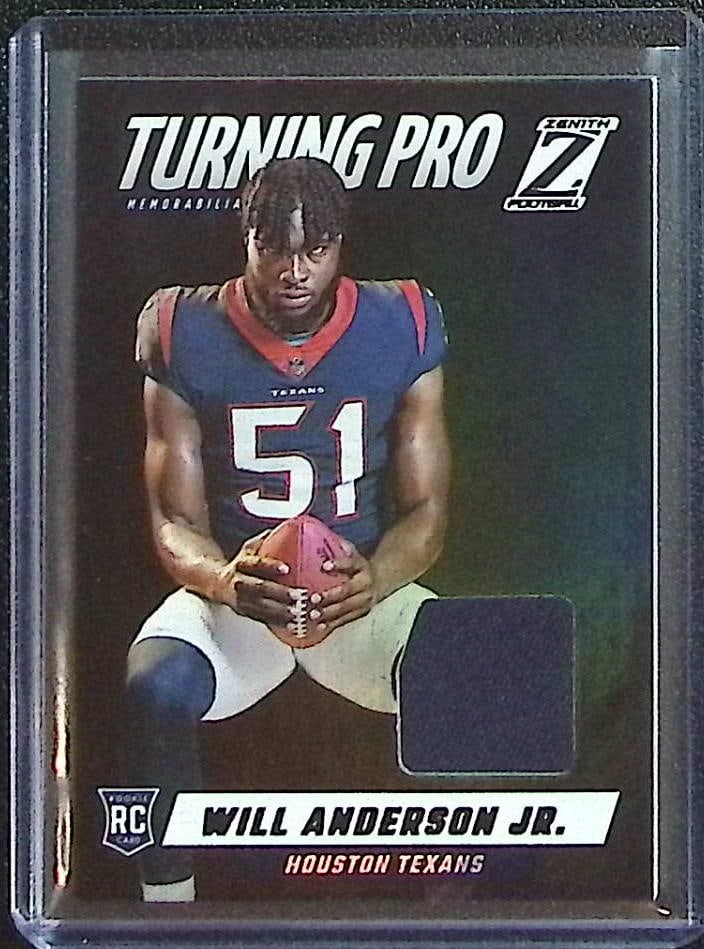 Will Anderson Jr. Rookie Card Patch 2023 Panini Zenith #TPM-WAJ Houston Texans: Panini Select, Prizm, Mosaic, Contenders, Revolution, Phoenix, NBA Hoops, Rookie NFL Sports Trading Cards, Silver, SP, SSP, Wave Prizms, Numbered Cards, Basketball sports Cards for Sale Near Me, NBA C