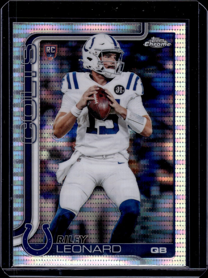 Riley Leonard Rookie Card Pulsar Refractor 2025 Topps Chrome #318 Indianapolis Colts: Topps Chrome Football NFL Trading Sports Cards, Sports Cards for Sale Near Me, Super Bowl & Hall of Fame Player Cards, Resurgence, Composite, SP, SSP, Valuable Auction Memorabilia Lots For Sale On Lin