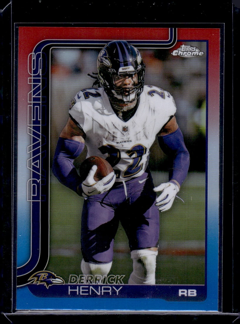 Derrick Henry Red White Blue Refractor 2025 Topps Chrome #25 Baltimore Ravens (1 of 2)