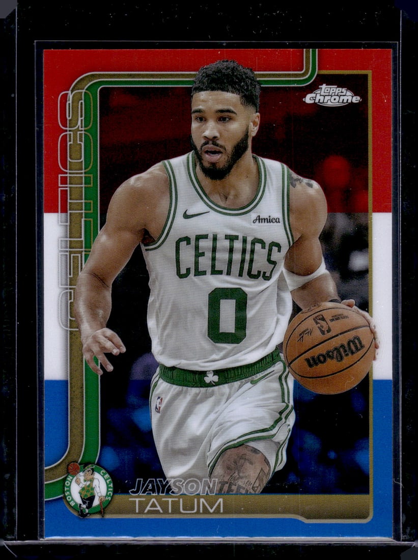 Jayson Tatum Red White Blue Refractor 2025-26 Topps Chrome #49 Boston Celtics: Topps Basketball NBA Trading & Sports Cards, Sports Cards for Sale Near Me, Chrome, Refractor, SP, SSP, Valuable Auction Memorabilia Lots Sold On Line, NBA Championship & Hall of Fame Player Cards