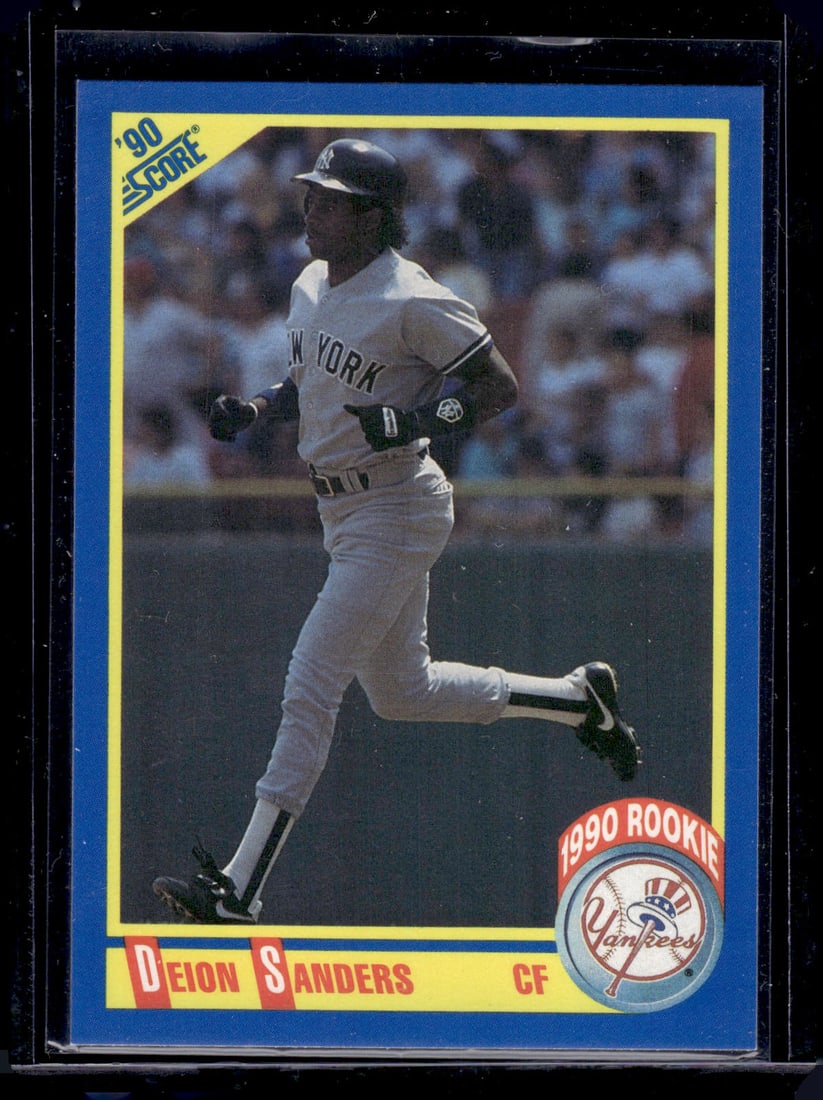 Deion Sanders Rookie Card 1990 Score #586 New York Yankees: Score Baseball MLB Trading & Sports Cards, Old Sports Cards for Sale Near Me, Auction Memorabilia Lots for Sale On Line, World Series & Hall of Fame Players