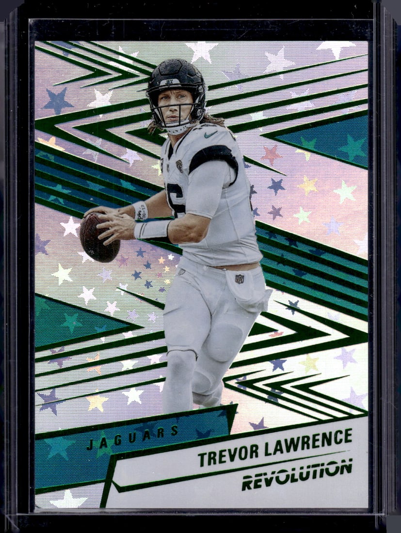 Trevor Lawrence Green Astro /699 2025 Panini Revolution #157 Jaguars: Panini Select, Prizm, Mosaic, Contenders, Revolution, Phoenix, NBA Hoops, Rookie NFL Sports Trading Cards, Silver, SP, SSP, Wave Prizms, Numbered Cards, Basketball sports Cards for Sale Near Me, NBA C