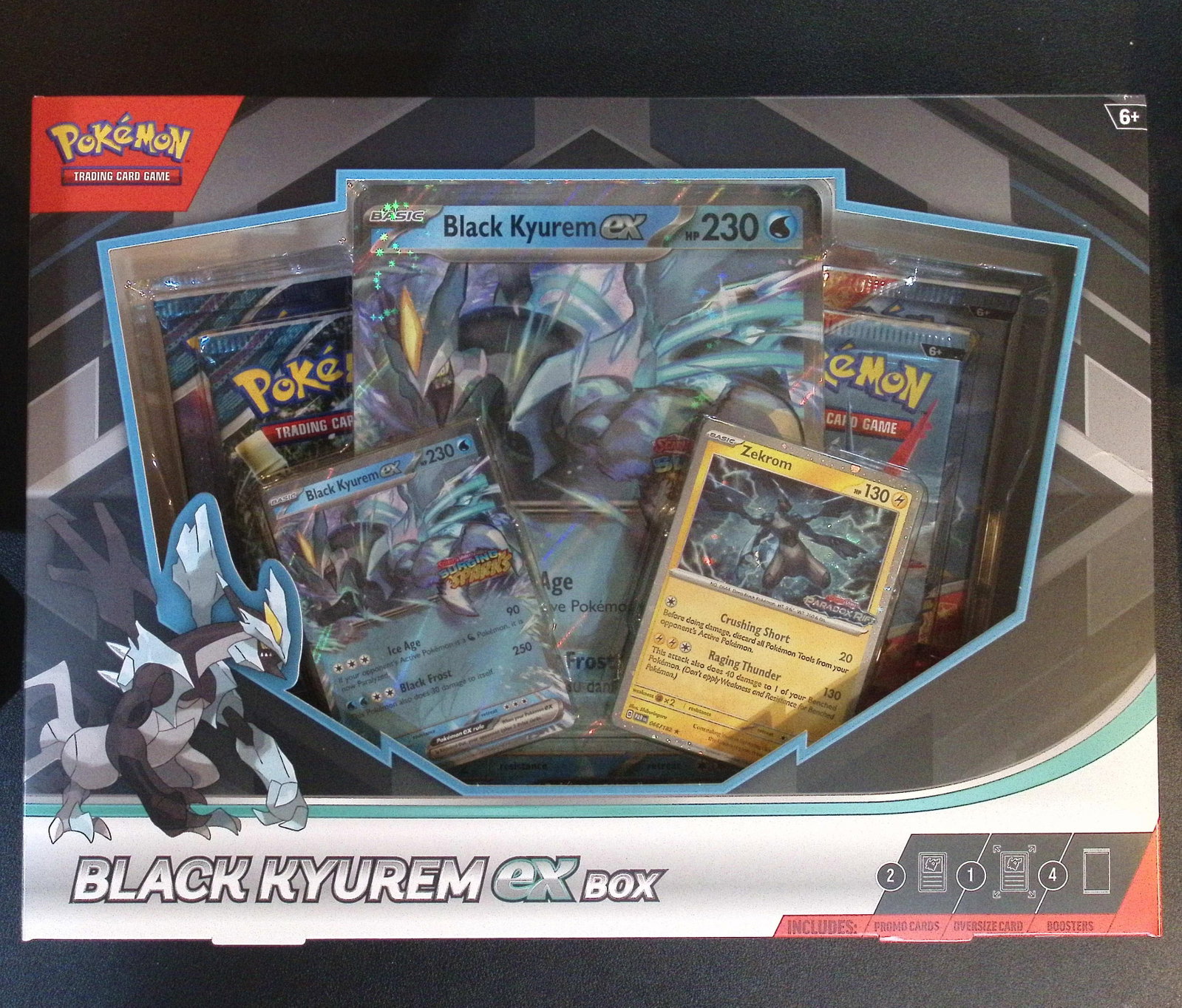 2025 Pokemon Black Kyurem ex Box: 4 Booster Packs , 1 Foil Promo Kyurem ex & Zekrom Card, 1: Pokemon Trading Card Game Cards, Charizard, Pikachu, Mewto, EX, Referse Holo, Holo Rare Cards, Secret Rare Cards, Full Art Cards, Evee, 3 Stars Ultra Rare Cards, Double Rare, Illustration Rare, Specia