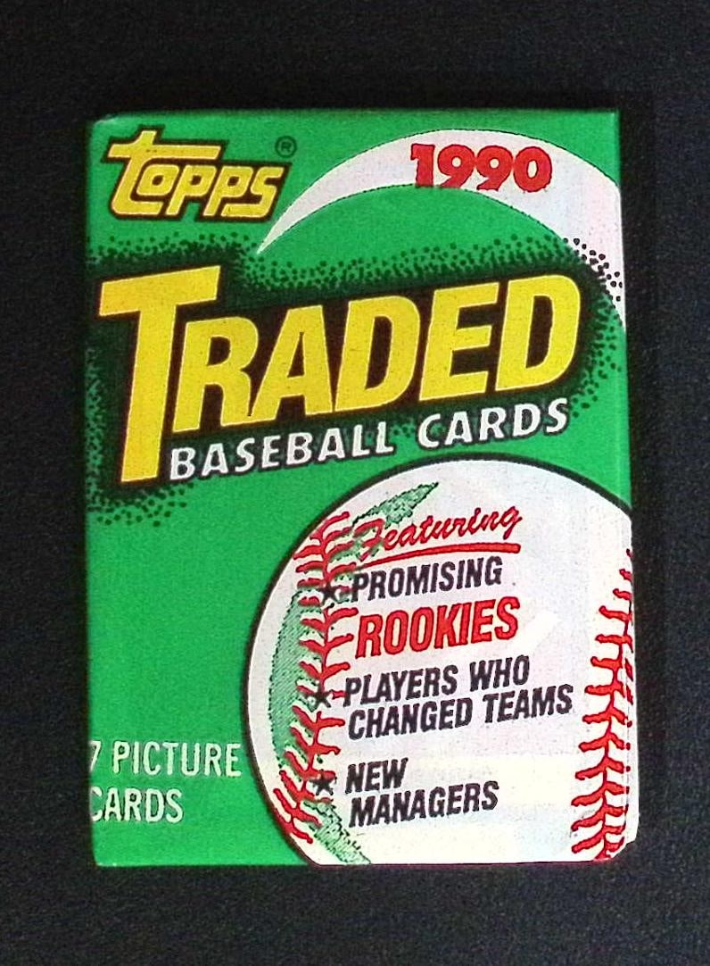 1990 Topps TRADED SERIES Vintage Baseball Cards Retail Box Wax Pack Sports Cards: Topps Vintage Rookie MLB Trading Cards, Frank Thomas Rookie Card, Bo Jackson, Cal Ripken, Nolan Ryan, Ken Griffey Jr All-Star Roopkie Cup Card, Sports Cards for Sale Near Me, World Series & Hall of Fa