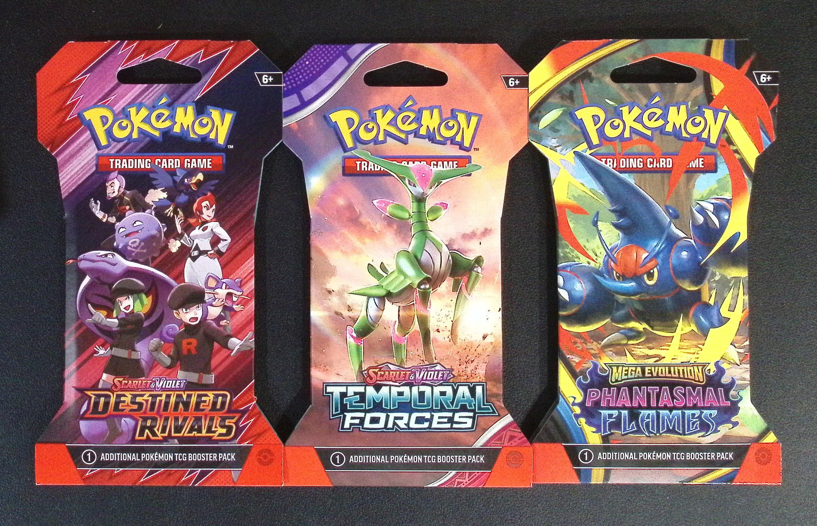 3 COUNT: 1 - Pokemon Destined Rivals, 1 - Phantasmal Flames, & 1 - Temporal Forces Booster Packs (1 of 1)