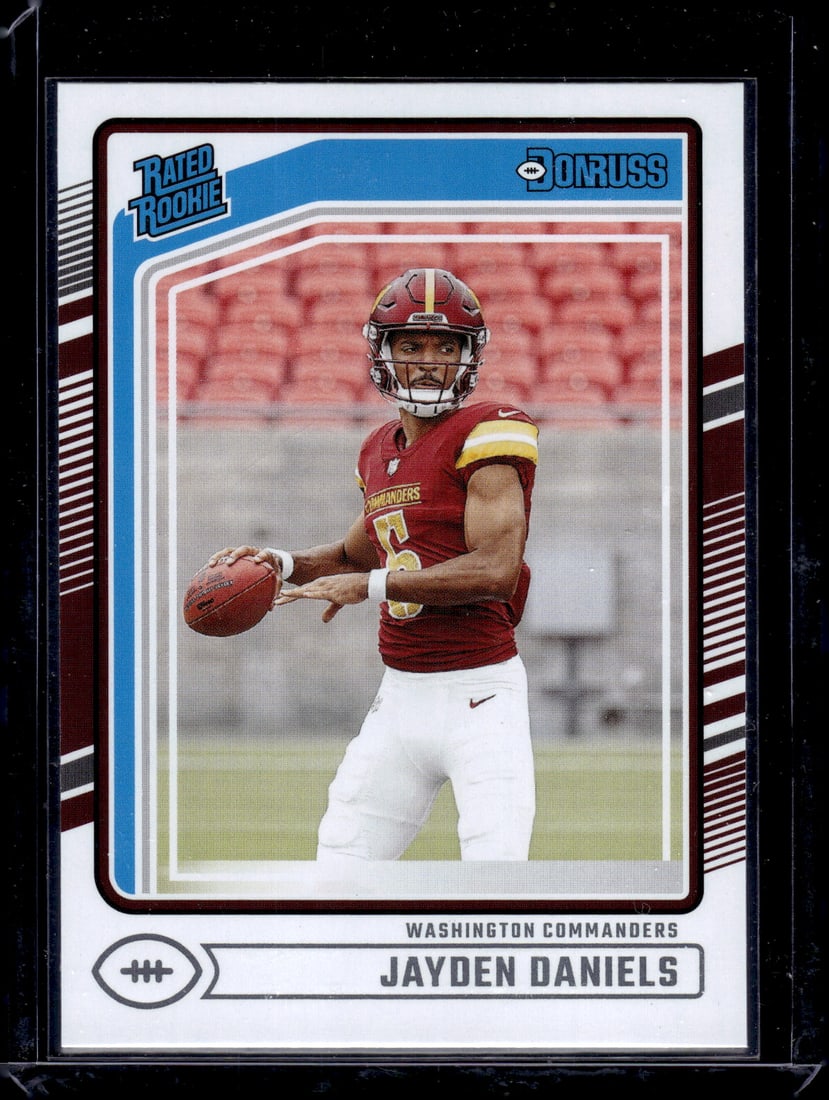 Jayden Daniels Rookie Card 2024 Donruss #389 Washington Commanders: Panini Select, Prizm, Mosaic, Contenders, Zenith, Phoenix, Illusions, Absolute, Rookie NFL Sports Trading Cards, SP, SSP, Cards, Football Cards for Sale Near Me, Superbowl & Hall of Fame Player Cards,