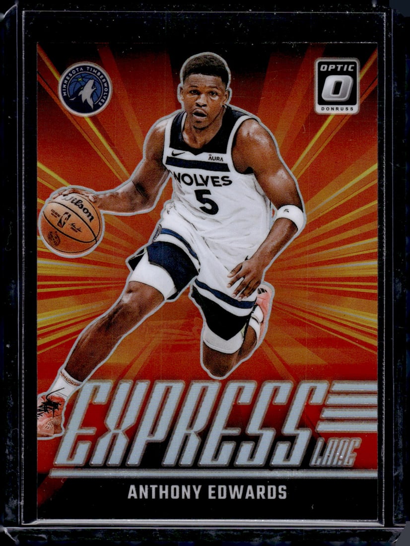 Anthony Edwards Express Lane Holo Prizm 2024-25 Donruss Optic #7 Timberwolves: Panini Select, Prizm, Mosaic, Contenders, Revolution, Phoenix, NBA Hoops, Rookie NFL Sports Trading Cards, Silver, SP, SSP, Wave Prizms, Numbered Cards, Basketball sports Cards for Sale Near Me, NBA C