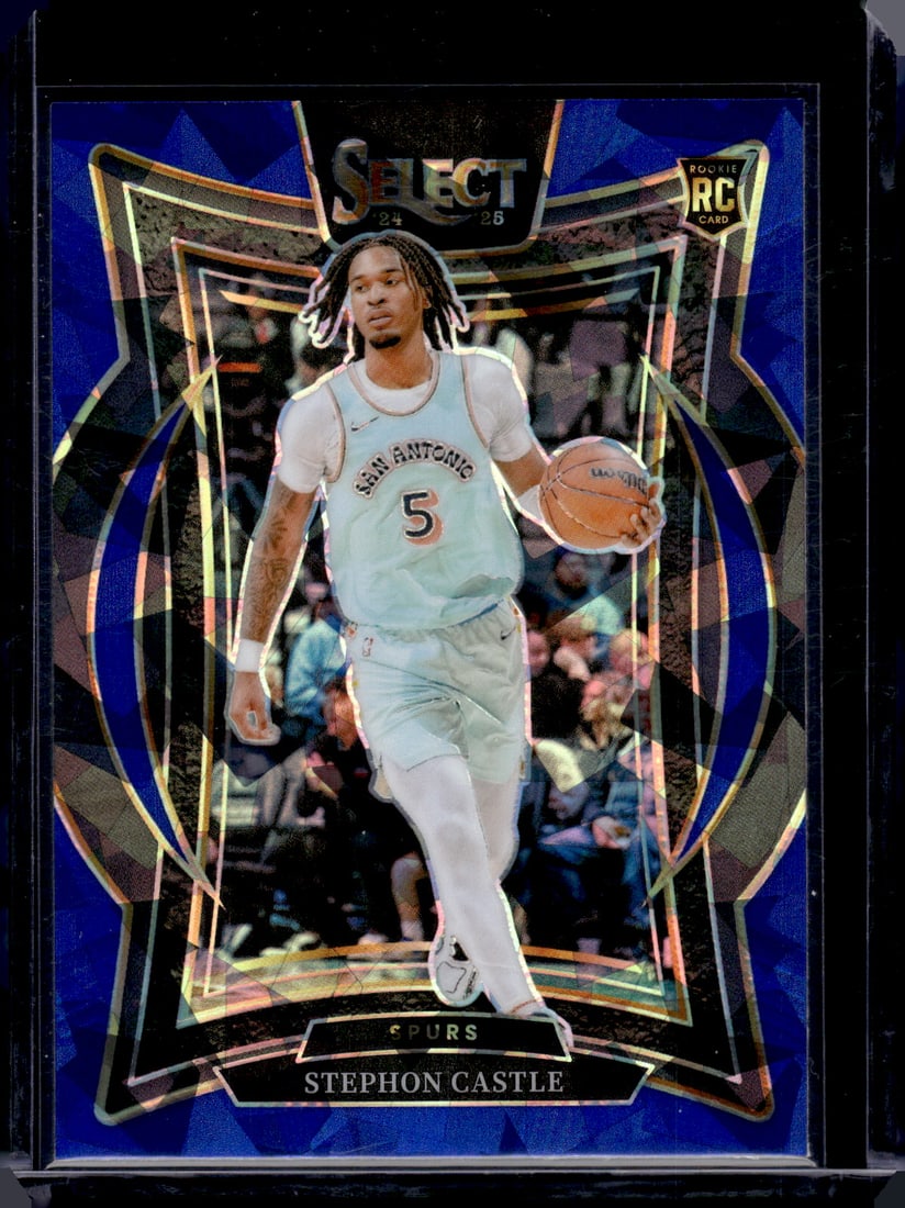 Stephon Castle Rookie Card Blue Cracked Ice 2024-25 Select #72 Spurs (1 of 2)