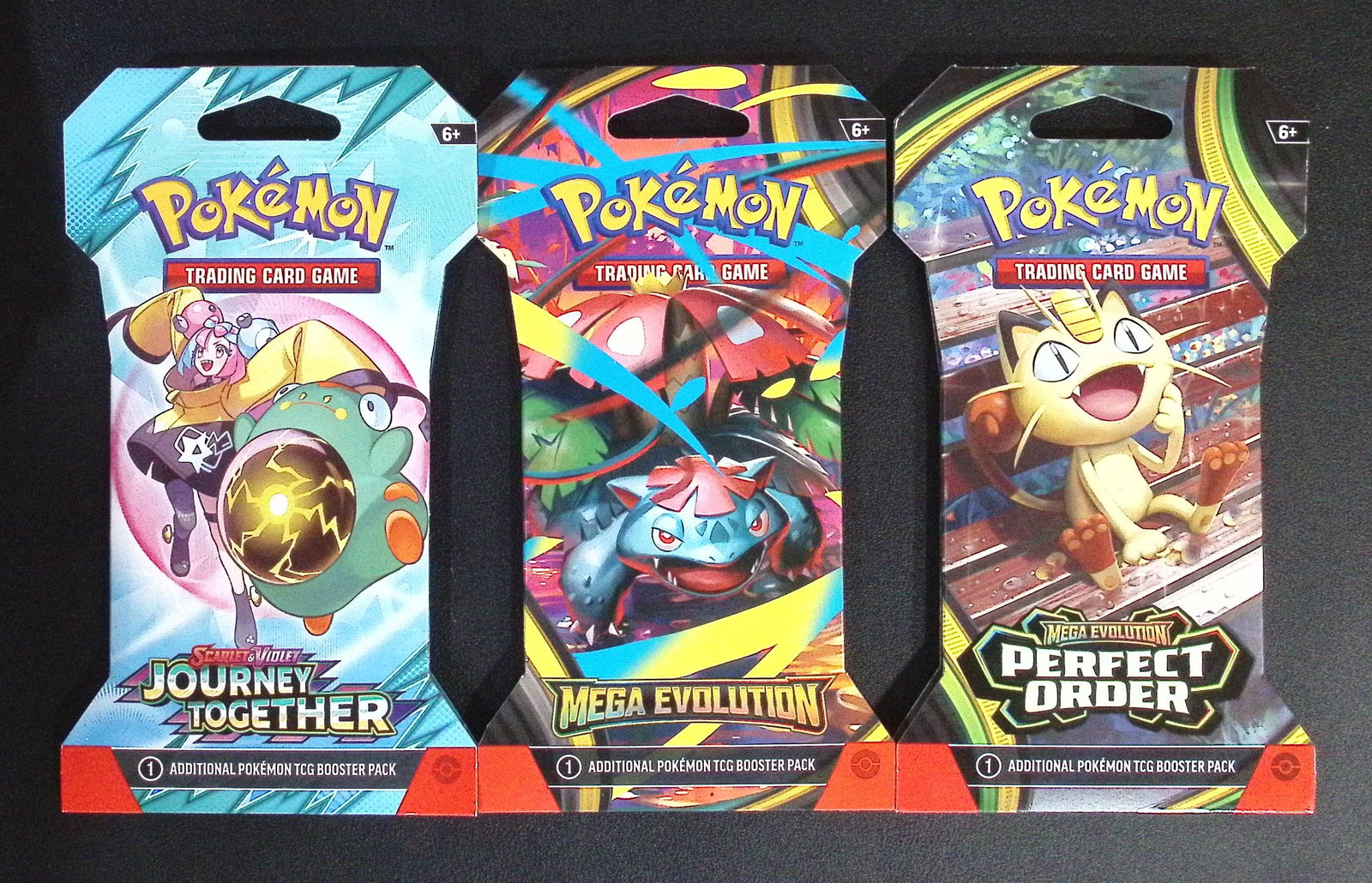 3 COUNT: 1 - Pokemon Journey Together, 1 - 2025 Mega Evolutions & 1 - PERFECT ORDER BOOSTER PACKS (1 of 1)