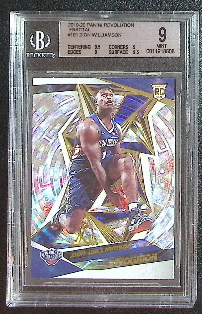 Zion Williamson Rookie Card Fractal 2019-20 Panini Revolution #101 BGS 9: Panini Select, Prizm, Mosaic, Contenders, Revolution, Phoenix, NBA Hoops, Rookie NFL Sports Trading Cards, Silver, SP, SSP, Wave Prizms, Numbered Cards, Basketball sports Cards for Sale Near Me, NBA C