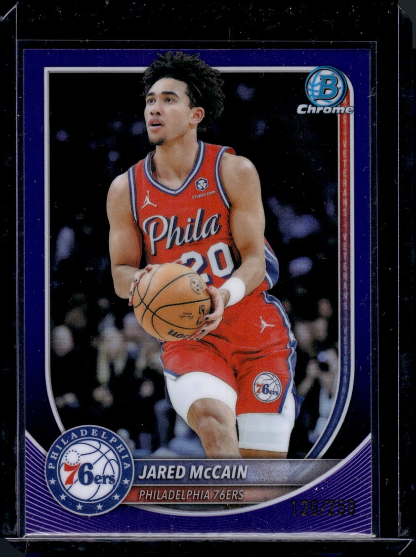 Jared McCain Purple Refractor /250 2025-26 Bowman Chrome #BCV-65 76ers, Thunder: Bowman Chrome Basketball NBA Trading & Sports Cards, Sports Cards for Sale Near Me, Chrome, Refractor, SP, SSP, Valuable Auction Memorabilia Lots Sold On Line, NBA Championship & Hall of Fame Player C
