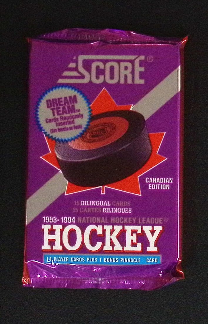 1993-94 Score Bilingual Canadian Edition Hockey Retail Box Pack: Score Vintage Hockey NHL Trading & Sports Cards, Brett Hull, Ray Bourque, Patrick Roy, Mario Lemieux, Wayne Gretzky, Old Sports Cards for Sale Near Me, Stanley Cup & Hall of Fame Players, Valuable Auc