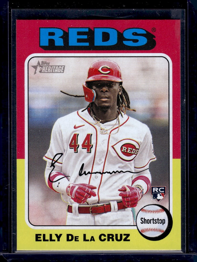 Elly De La Cruz Rookie Card 2024 Topps Heritage #473 Cincinnati Reds: Topps Baseball MLB Trading & Sports Cards, Sports Cards for Sale Near Me, World Series & Hall of Fame Players Memorabilia, Refractors, X-Fractors, Numbered, SP, SSP, Valuable Auction Memorabilia Lots 