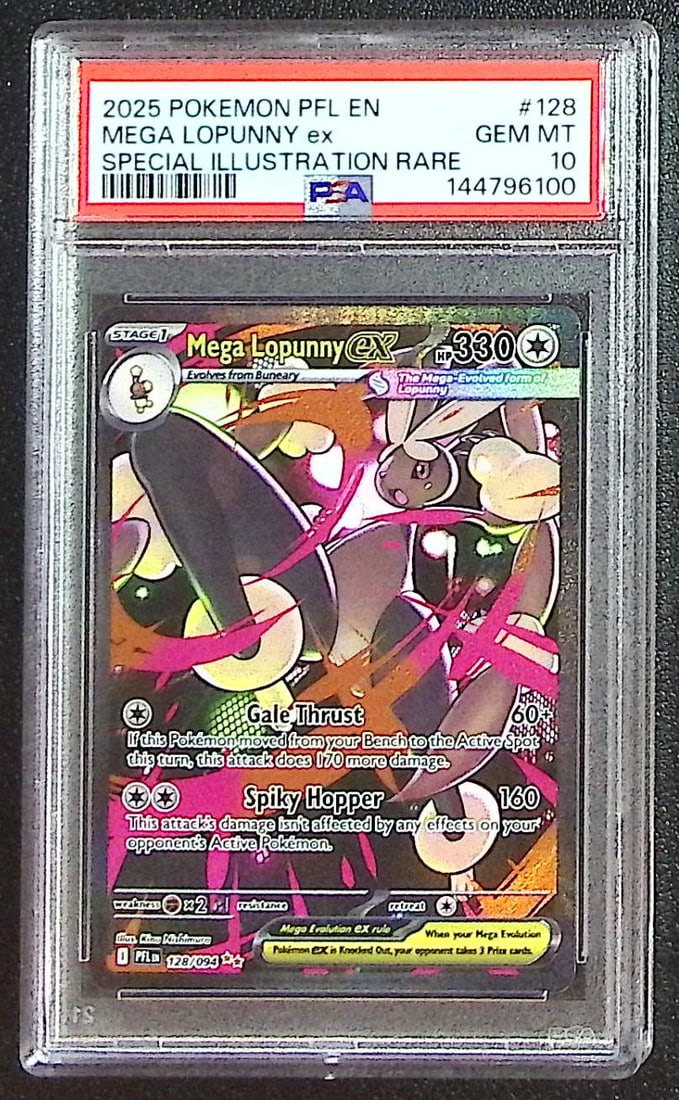 Pokmeon Phantasmal Flames Mega Lopunny Ex Special Illustration Rare #128 PSA 10: Pokemon Trading Card Game Cards, Charizard, Pikachu, Mewtwo, Reverse Holo, Holo Rare, Secret Rare Cards, Full Art Cards, Eevee, Ultra Rare Card, Illustration Rare, Special Illustration Rare SIR