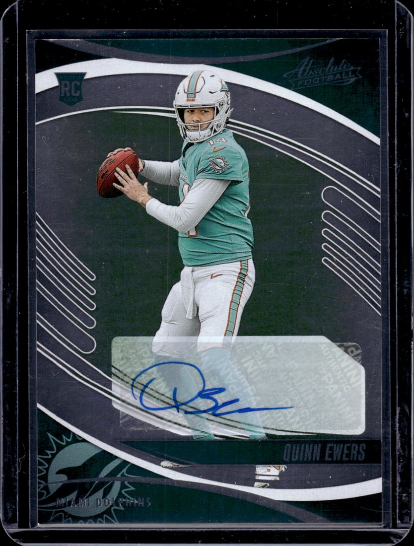 Quinn Ewers Rookie Auto 2025 Absolute #170 Miami Dolphins: Panini Select, Prizm, Mosaic, Contenders, Zenith, Phoenix, Illusions, Absolute, Rookie NFL Sports Trading Cards, SP, SSP, Cards, Football Cards for Sale Near Me, Superbowl & Hall of Fame Player Cards,